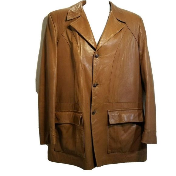 Vintage Mens Brown 44L Angel Skin Cabretta Leather Jacket By Grais Made in USA - Picture 1 of 12